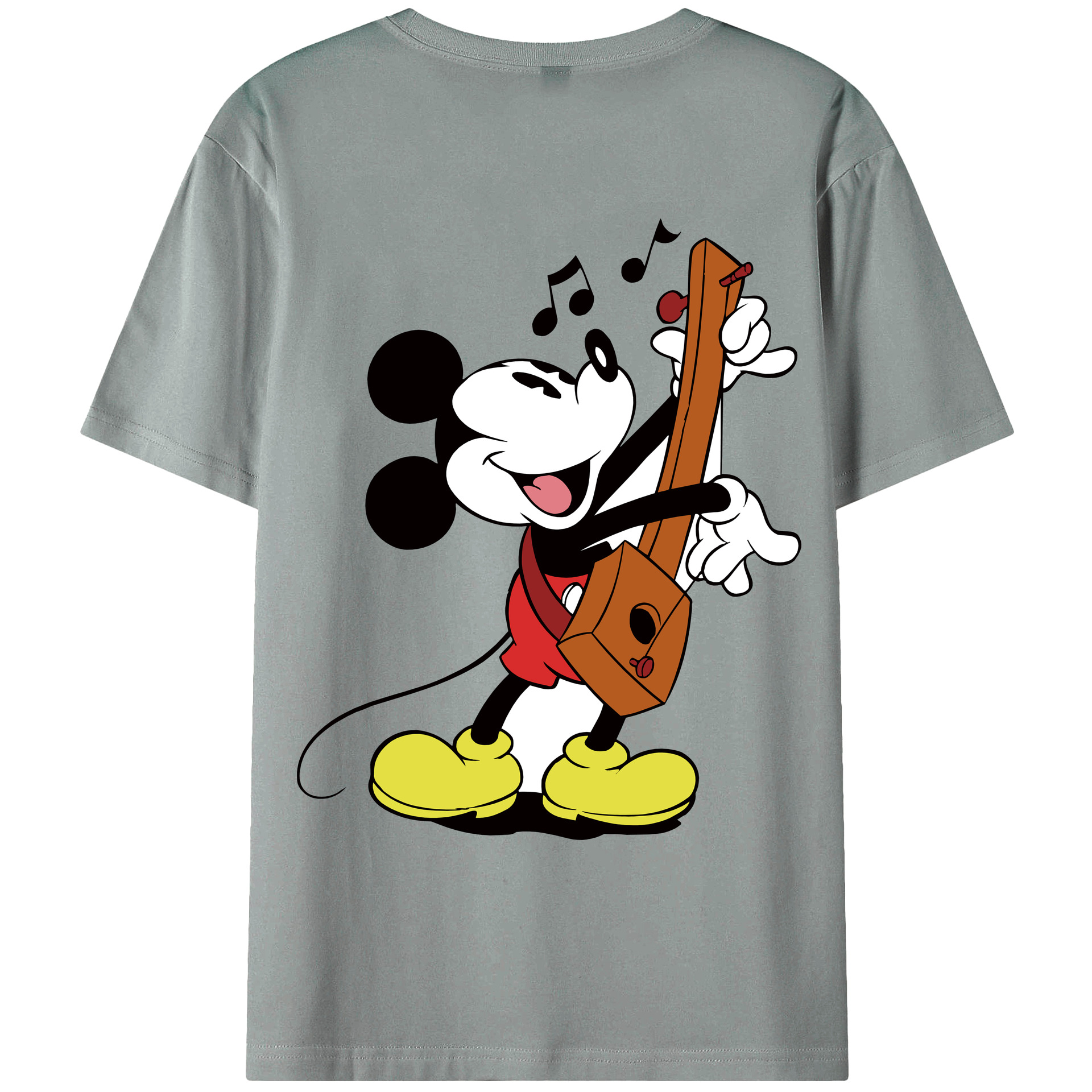 ミッキーマウス Mickey Mouse 綿100％ メンズ半袖Tシャツ（バックプリント） 通気性